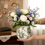 SiliFine Vintage Ceramic Flower Pot with Ice Crackle Rustic Planter with Drainag... - Image 3