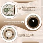 SiliFine Vintage Ceramic Flower Pot with Ice Crackle Rustic Planter with Drainag... - Image 5