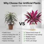 2PCS Large Realistic Artificial Boston Fern & Dragon's Blood Tree Plants, with V... - Image 6