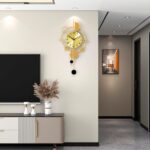 Large Wall Clock for Living Room Decor Metal Gold Modern Wall Clock with Pendulu... - Image 4