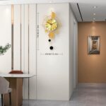 Large Wall Clock for Living Room Decor Metal Gold Modern Wall Clock with Pendulu... - Image 5