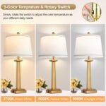 ROTTOGOON 29" Gold Table Lamps for Living Room Set of 2, 3-Color Temperature Nig... - Image 4