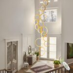 Luxury Dimmable Chandelier for High Ceiling, 15 Ring Modern Gold LED Foyer Light... - Image 3