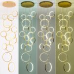 Luxury Dimmable Chandelier for High Ceiling, 15 Ring Modern Gold LED Foyer Light... - Image 7