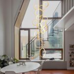 Luxury Dimmable Chandelier for High Ceiling, 15 Ring Modern Gold LED Foyer Light... - Image 9