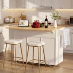 YESHOMY 56" Kitchen Island with Trash Can Storage, Drop Leaf Kitchen Island with... - Image 3