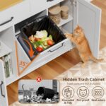YESHOMY 56" Kitchen Island with Trash Can Storage, Drop Leaf Kitchen Island with... - Image 4