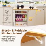 YESHOMY 56" Kitchen Island with Trash Can Storage, Drop Leaf Kitchen Island with... - Image 6
