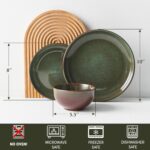 Pokini Stoneware Dinnerware Sets Service for 4, 12 pcs Reactive Glaze Plates and... - Image 3