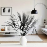 Modern Black White Artificial Flower Arrangement - 17" Faux Eucalyptus Bouquet f... - Image 3