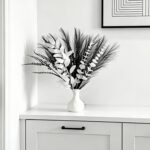 Modern Black White Artificial Flower Arrangement - 17" Faux Eucalyptus Bouquet f... - Image 4