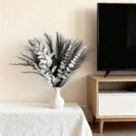 Modern Black White Artificial Flower Arrangement - 17" Faux Eucalyptus Bouquet f... - Image 6