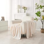 Douceur Cream Throw Blanket for Couch, Soft Cozy Lightweight Stripe Pattern Knit... - Image 3