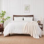 Douceur Cream Throw Blanket for Couch, Soft Cozy Lightweight Stripe Pattern Knit... - Image 6