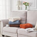 Douceur Cream Throw Blanket for Couch, Soft Cozy Lightweight Stripe Pattern Knit... - Image 7