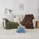 Douceur Cream Throw Blanket for Couch, Soft Cozy Lightweight Stripe Pattern Knit... - Image 9