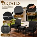 PROHIKER 3 PCS Patio Rattan Conversation Bistro Chairs Set, Outdoor Patio Furnit... - Image 3