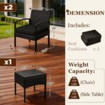 PROHIKER 3 PCS Patio Rattan Conversation Bistro Chairs Set, Outdoor Patio Furnit... - Image 4