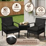 PROHIKER 3 PCS Patio Rattan Conversation Bistro Chairs Set, Outdoor Patio Furnit... - Image 5