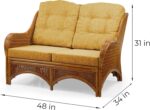 Jam Lounge Set of 4: 2 Natural Rattan Wicker Chairs, Loveseat with Light Brown C... - Image 5