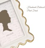 AELS 4x6 Inch Vintage Scalloped Picture Frame, Cream Whte and Gold Mid Century M... - Image 4