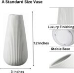 Luxury White Ceramic Vase, Modern Ribbed Fluted Design, Flower Vase for Home Dec... - Image 4