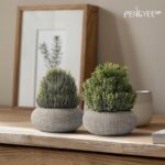 2 Pack Small Fake Plants in Cement Planter for Bathroom Decor, 6.1/5.7 Inch Arti... - Image 7