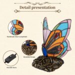 Tiffany Style Butterfly Lamp - Stained Glass Table or Desk Light LED Bulb Includ... - Image 4