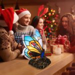 Tiffany Style Butterfly Lamp - Stained Glass Table or Desk Light LED Bulb Includ... - Image 6