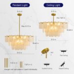 Modern Gold Chandeliers for Living Room: 31.5" Round Luxury Cloud Glass Pendant ... - Image 3
