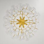 Modern Gold Chandeliers for Living Room: 31.5" Round Luxury Cloud Glass Pendant ... - Image 7