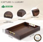 Joy&Grace Ottoman Tray for Living Room, Large Acacia Wooden Serving Tray with Ha... - Image 3
