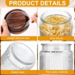6 Pcs 1000ml/34 oz Vintage Glass Storage Jar Glass Containers with Wood Lid Ribb... - Image 4