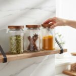 6 Pcs 1000ml/34 oz Vintage Glass Storage Jar Glass Containers with Wood Lid Ribb... - Image 7