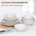 Plates and Bowls Sets for 4 - CJDC-QUELO 16-Piece Stoneware Dinnerware Sets, Cer... - Image 6