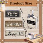 Moucuny 4 Pcs Farmhouse Kitchen Decor Wooden Plate Farmhouse Table Decor Black B... - Image 4
