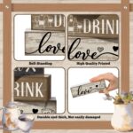 Moucuny 4 Pcs Farmhouse Kitchen Decor Wooden Plate Farmhouse Table Decor Black B... - Image 7