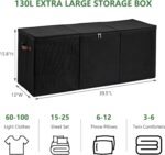 Extra Large Storage Box with Zippered Lid 130L Jumbo Chest Basket Bin Collapsibl... - Image 6