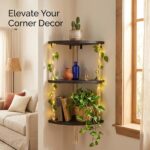 REFGY 3-Tier Corner Floating Shelves with Aesthetic Greenery & Fairy Lights - Pr... - Image 4