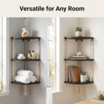 REFGY 3-Tier Corner Floating Shelves with Aesthetic Greenery & Fairy Lights - Pr... - Image 8