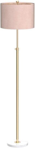 JONATHAN Y 65" Brass Gold and White Marble Adjustable LED Floor Lamp, Modern Gla... - Image 5