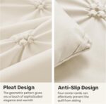 UNIKOME King Size Comforter Set Beige - Ultra Soft Boho Pintuck Cream Down Alter... - Image 5