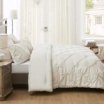 UNIKOME King Size Comforter Set Beige - Ultra Soft Boho Pintuck Cream Down Alter... - Image 8
