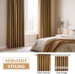 Beauoop Golden Brown Velvet Curtains 84 Inches Long 2 Panels for Bedroom Living ... - Image 3