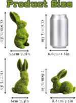 Easter Bunny Decorations, 3 PCS Resin Moss Bunny Figurines Green Faux Flocked Ra... - Image 4