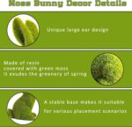 Easter Bunny Decorations, 3 PCS Resin Moss Bunny Figurines Green Faux Flocked Ra... - Image 5