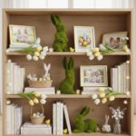 Easter Bunny Decorations, 3 PCS Resin Moss Bunny Figurines Green Faux Flocked Ra... - Image 7