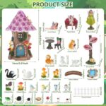 60 Pcs Solar Fairy Garden House Resin Kit with Lighted Cottage Miniature Fairy G... - Image 3