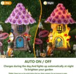 60 Pcs Solar Fairy Garden House Resin Kit with Lighted Cottage Miniature Fairy G... - Image 4