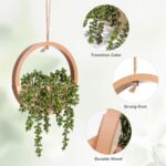 JUSTOYOU 2pcs Fake Hanging Plants Artificial Succulents Wooden Hanging Planter A... - Image 4